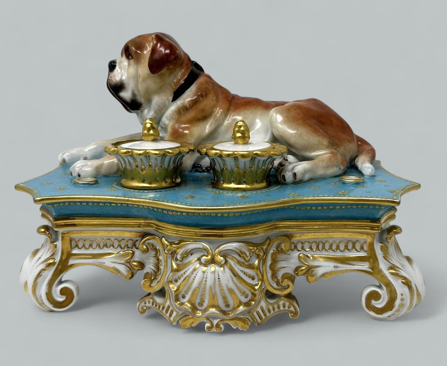 Grand Tour Antique French Porcelain Jacob Petite Desk Set Inkstand Provenance Ava Gardner For Sale