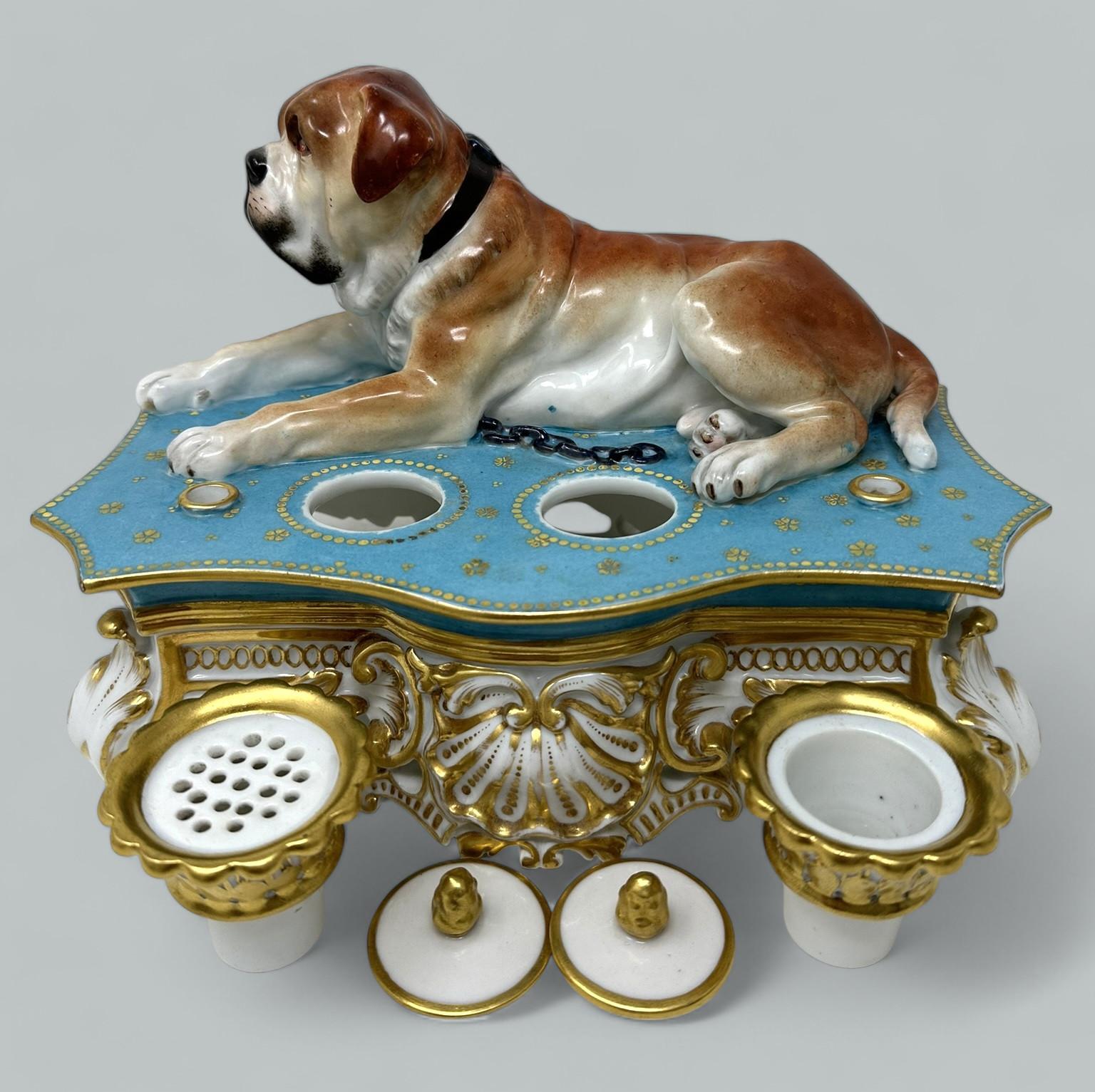 Antique French Porcelain Jacob Petite Desk Set Inkstand Provenance Ava Gardner In Good Condition For Sale In Dublin, Ireland
