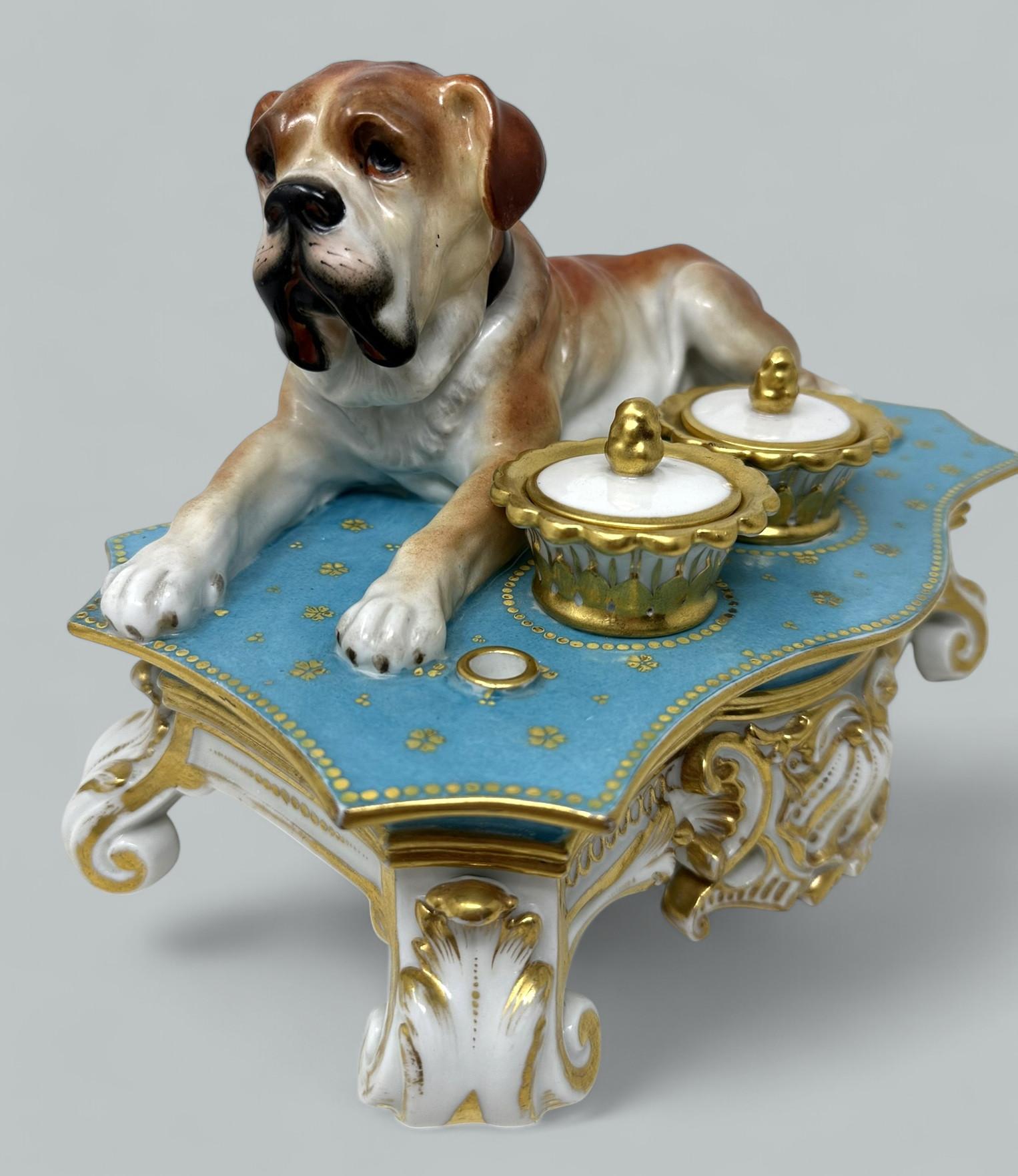 19th Century Antique French Porcelain Jacob Petite Desk Set Inkstand Provenance Ava Gardner For Sale