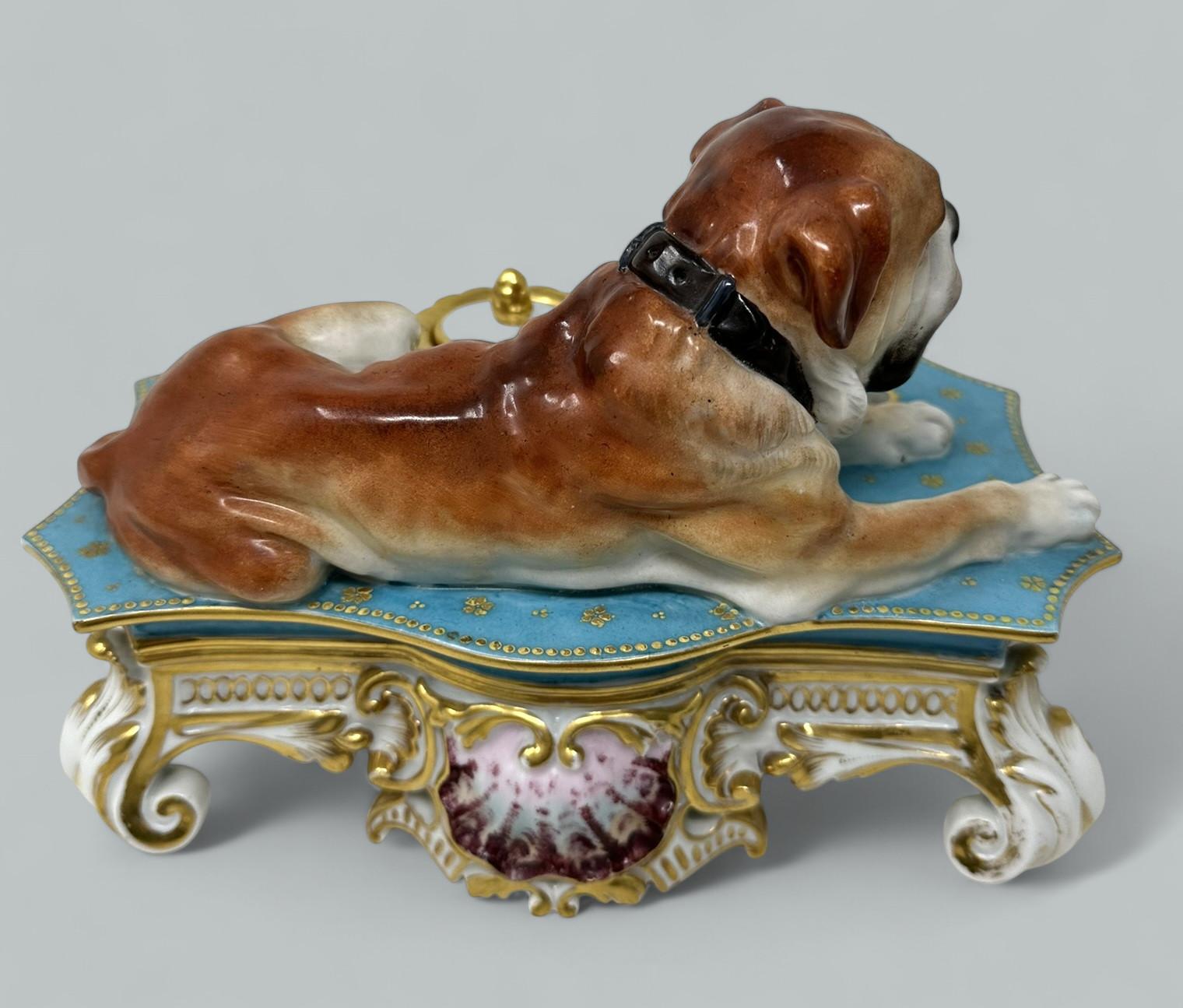 Brass Antique French Porcelain Jacob Petite Desk Set Inkstand Provenance Ava Gardner For Sale