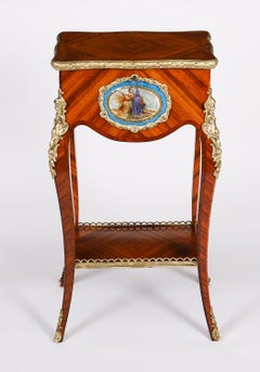 Antique French Porcelain Mounted Side Occasional Work Table 19th Century