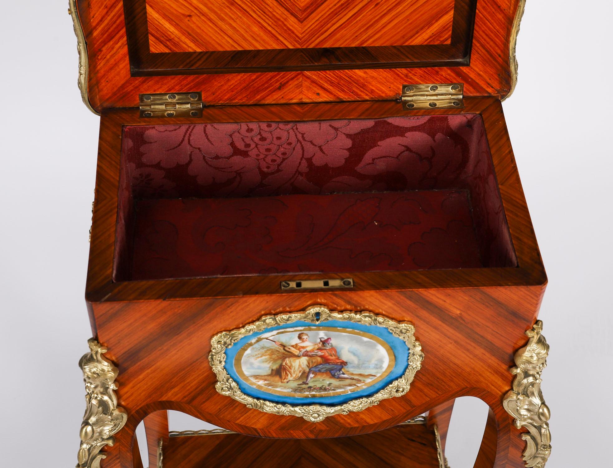 Français Antique French Porcelain Mounted Side Occasional Work Table 19th Century en vente