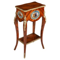 Antique French Porcelain Mounted Side Occasional Work Table 19th Century