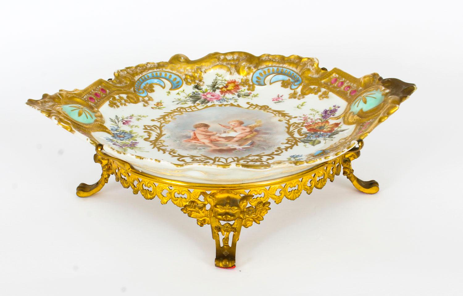 Antique French Porcelain & Ormolu Mounted Centerpiece, Mid-19th Century 16