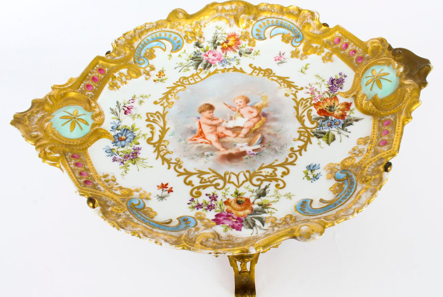 Antique French Porcelain & Ormolu Mounted Centerpiece, Mid-19th Century In Good Condition In London, GB