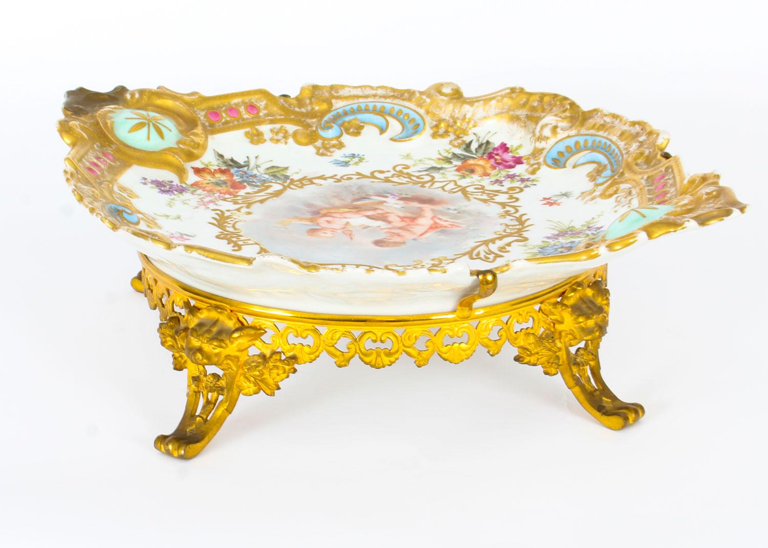 Antique French Porcelain & Ormolu Mounted Centerpiece, Mid-19th Century 4