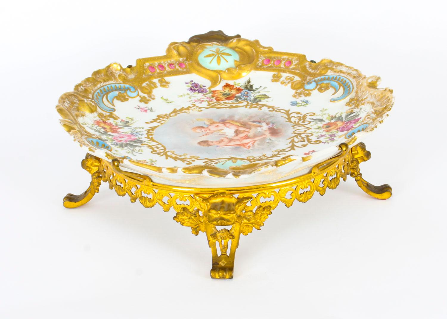 Antique French Porcelain & Ormolu Mounted Centerpiece, Mid-19th Century 5