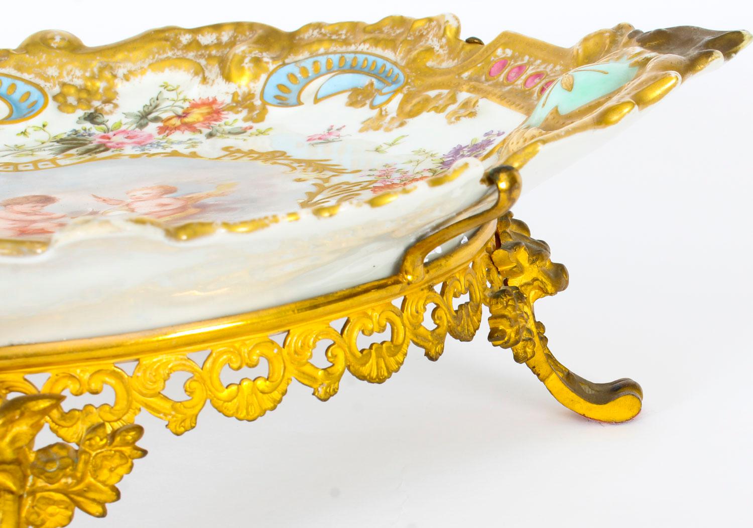 Antique French Porcelain & Ormolu Mounted Centerpiece, Mid-19th Century 6