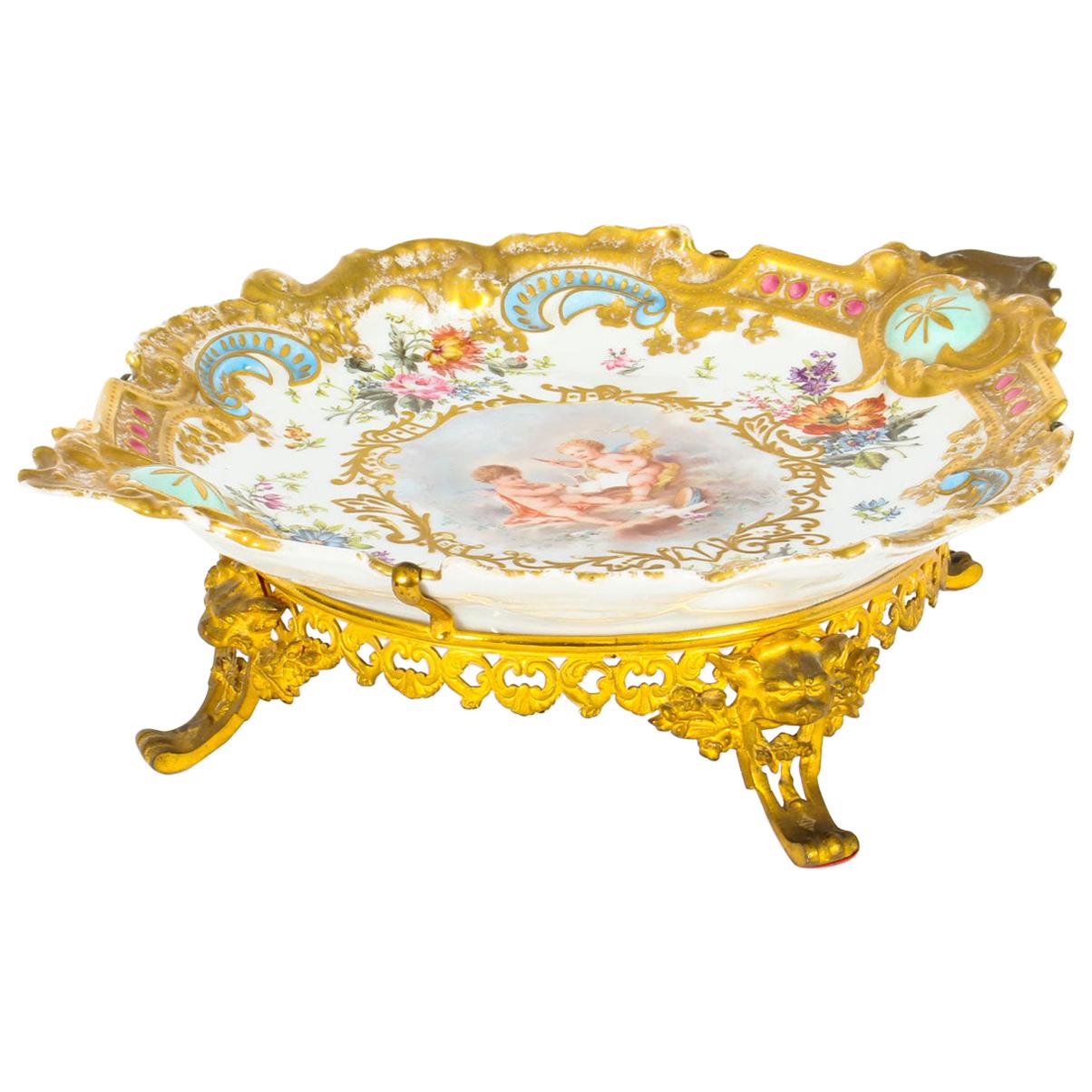 Antique French Porcelain & Ormolu Mounted Centerpiece, Mid-19th Century