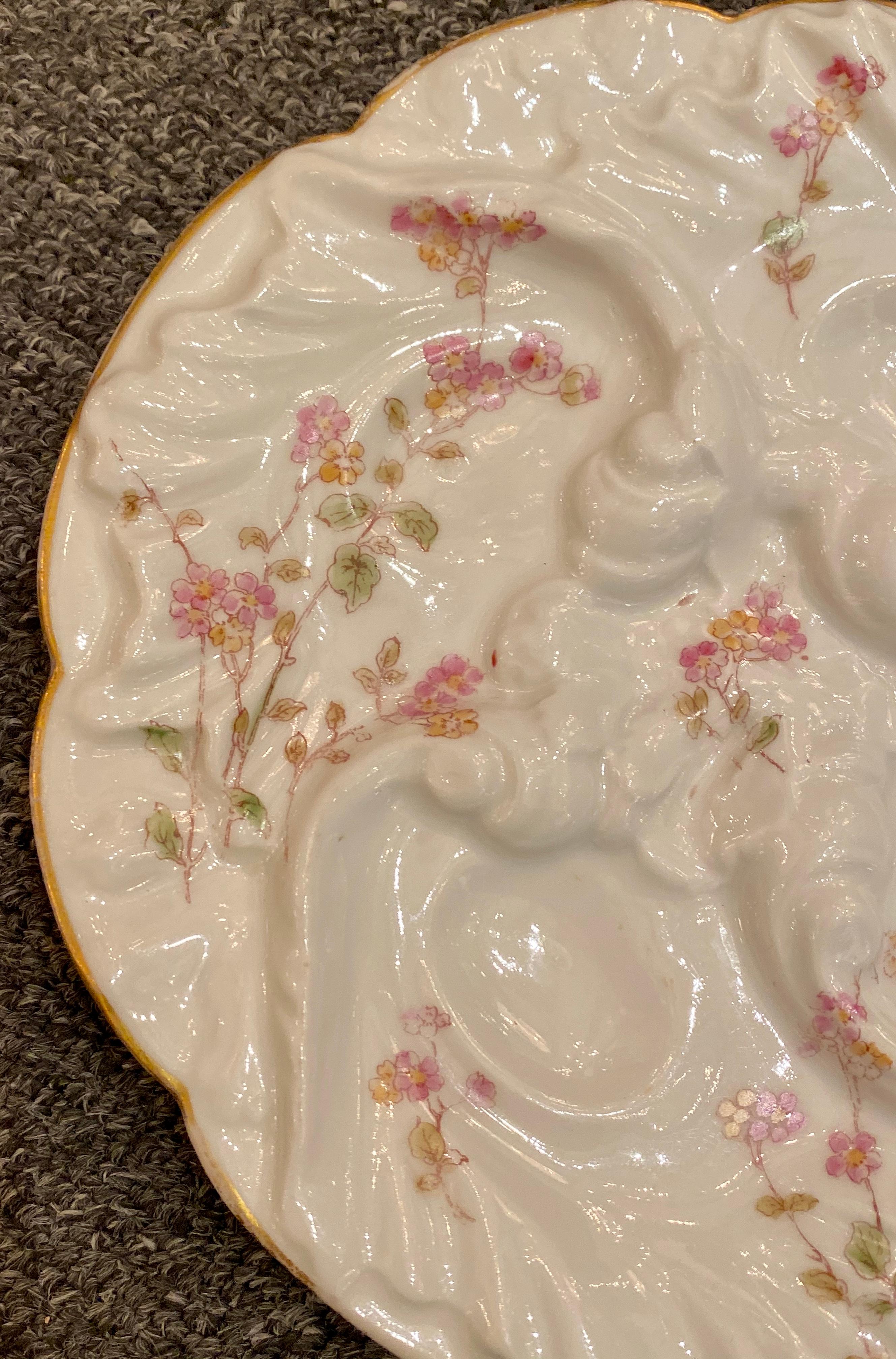 Antique French porcelain oyster plate signed 