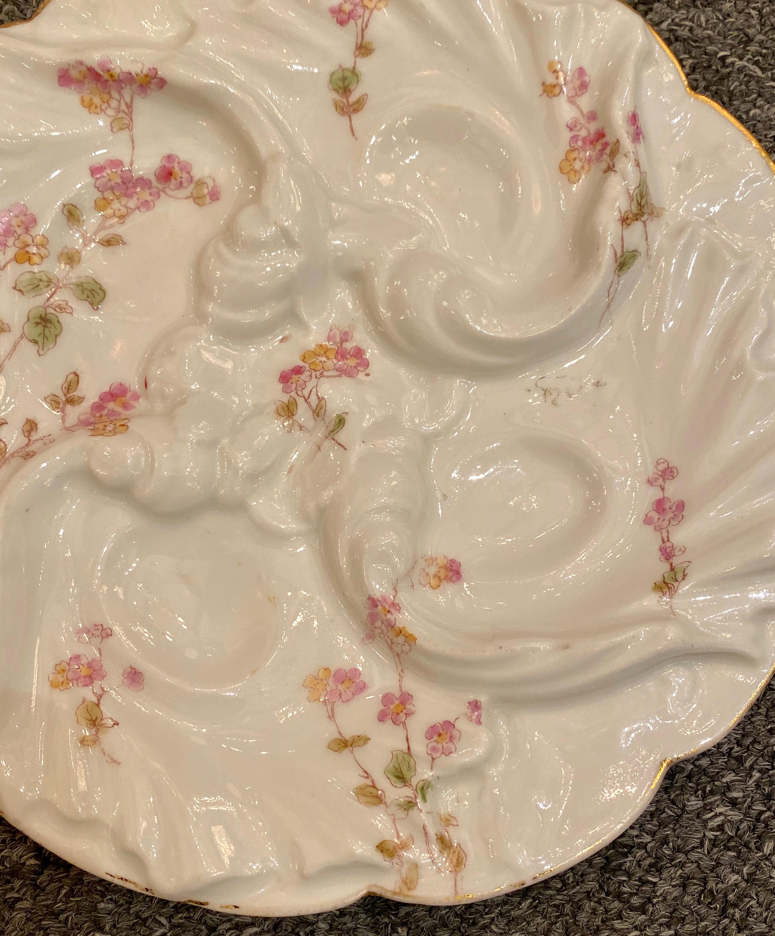 Antique French Porcelain Oyster Plate Charles Fields Haviland Limoges circa 1900 In Good Condition In New Orleans, LA
