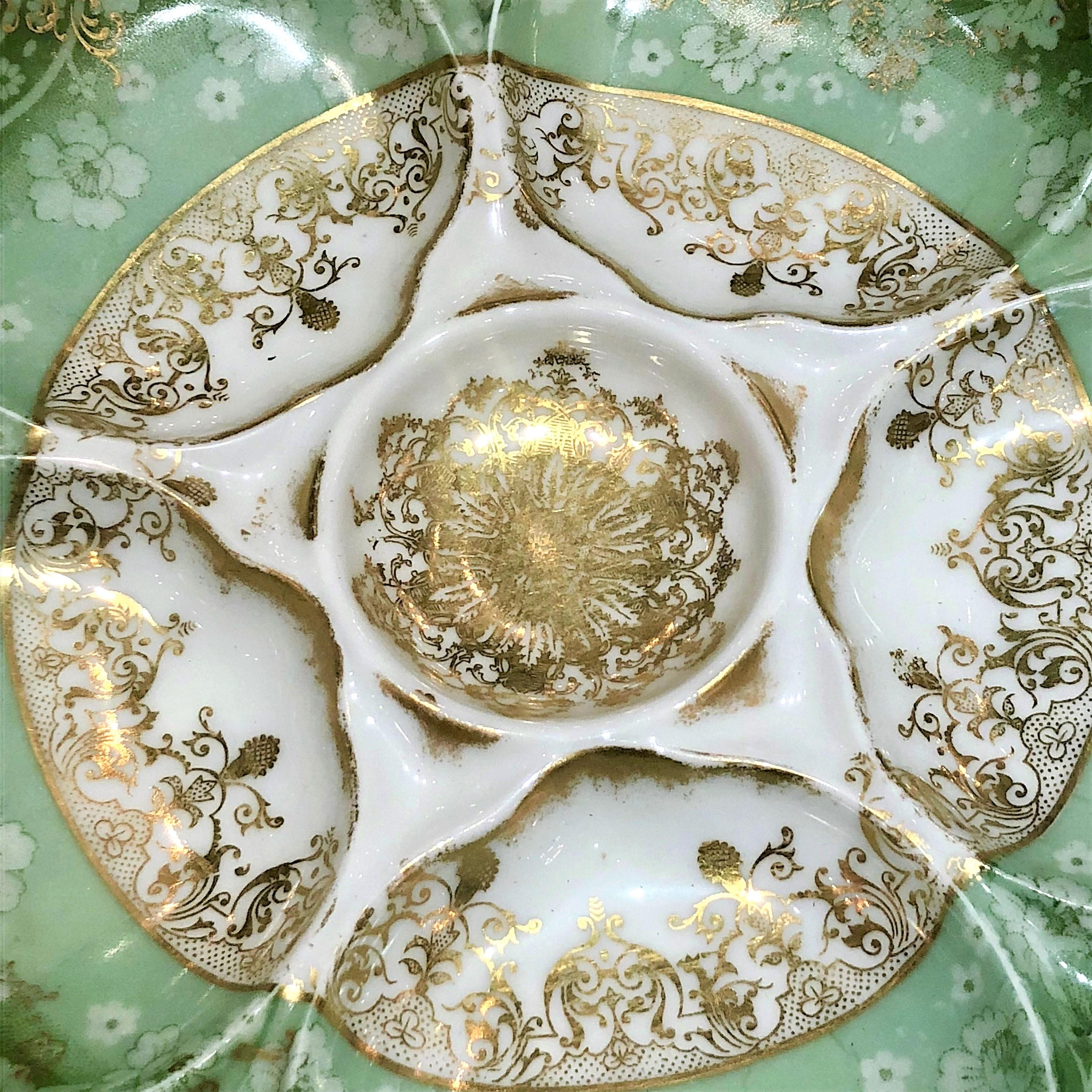 Antique French Porcelain Oyster Plate Made for Bailey Banks & Biddle, circa 1890 In Excellent Condition In New Orleans, LA