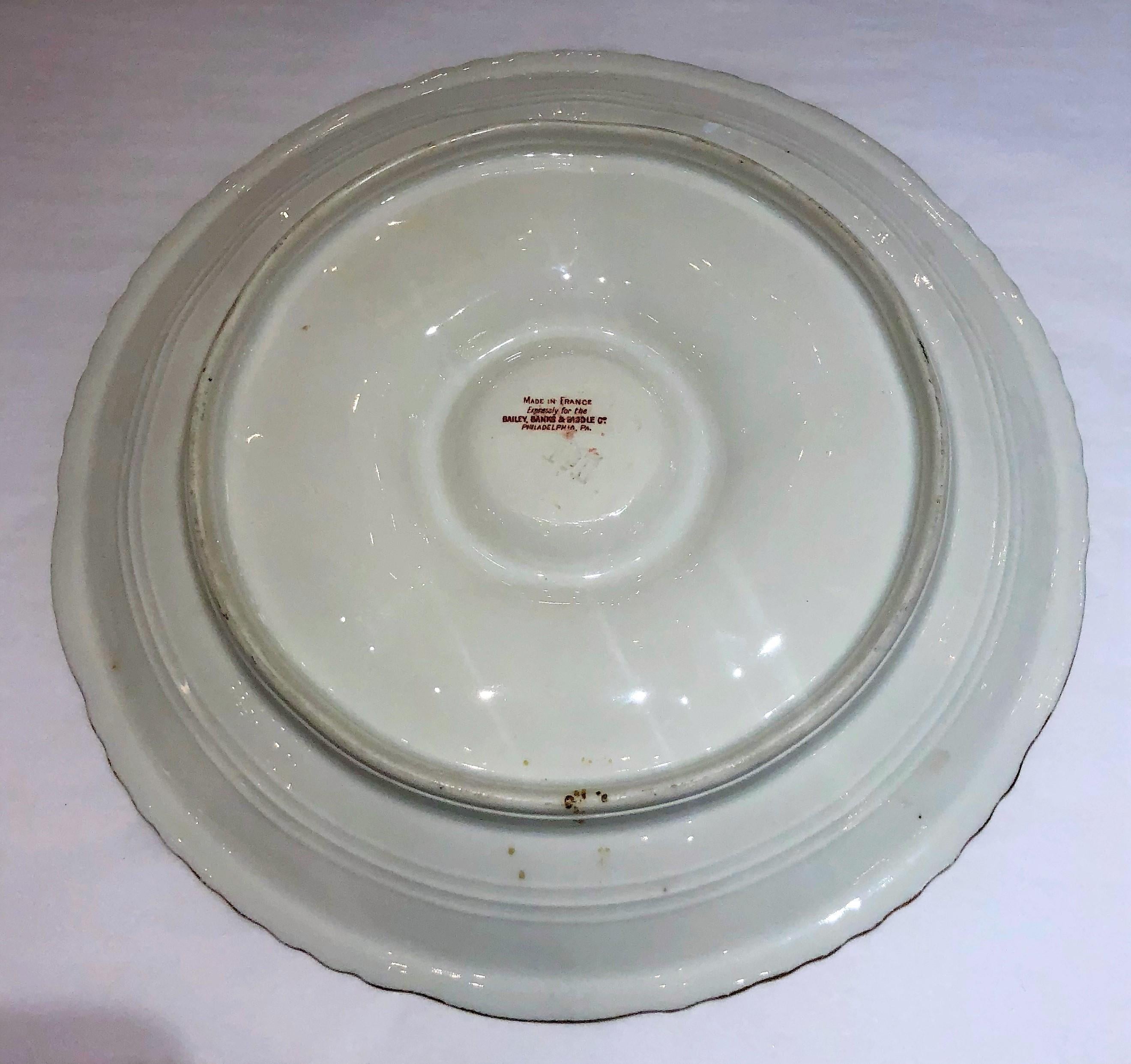 19th Century Antique French Porcelain Oyster Plate Made for Bailey Banks & Biddle, circa 1890