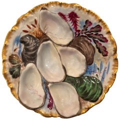 Antique assiette à huîtres en porcelaine française signée Haviland Limoges Co:: circa 1890