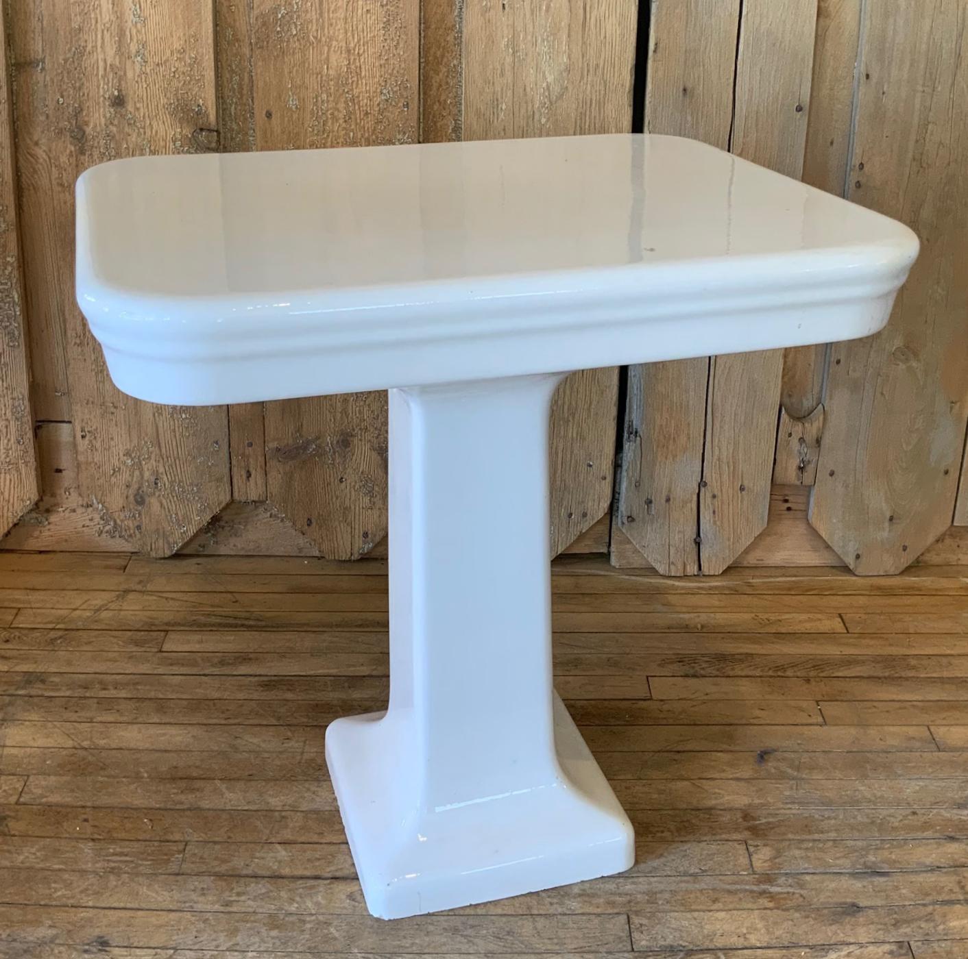 A beautiful antique French Porcelain pedestal wash stand. these would have been used in a bathroom either on their own for use with a bowl that could be filled with water for washing, or to place toiletries upon.