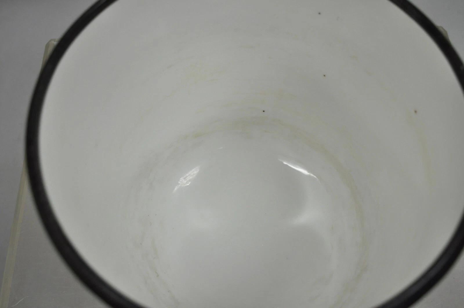Antique French Porzellan Rosa Hand gemalt Porträt Cachepot Jardiniere Vase im Angebot 4