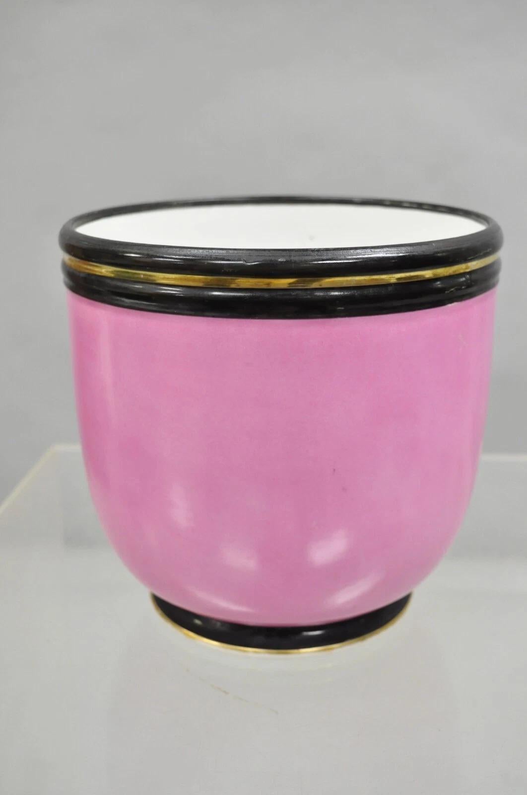 Antique French Porzellan Rosa Hand gemalt Porträt Cachepot Jardiniere Vase im Angebot 2