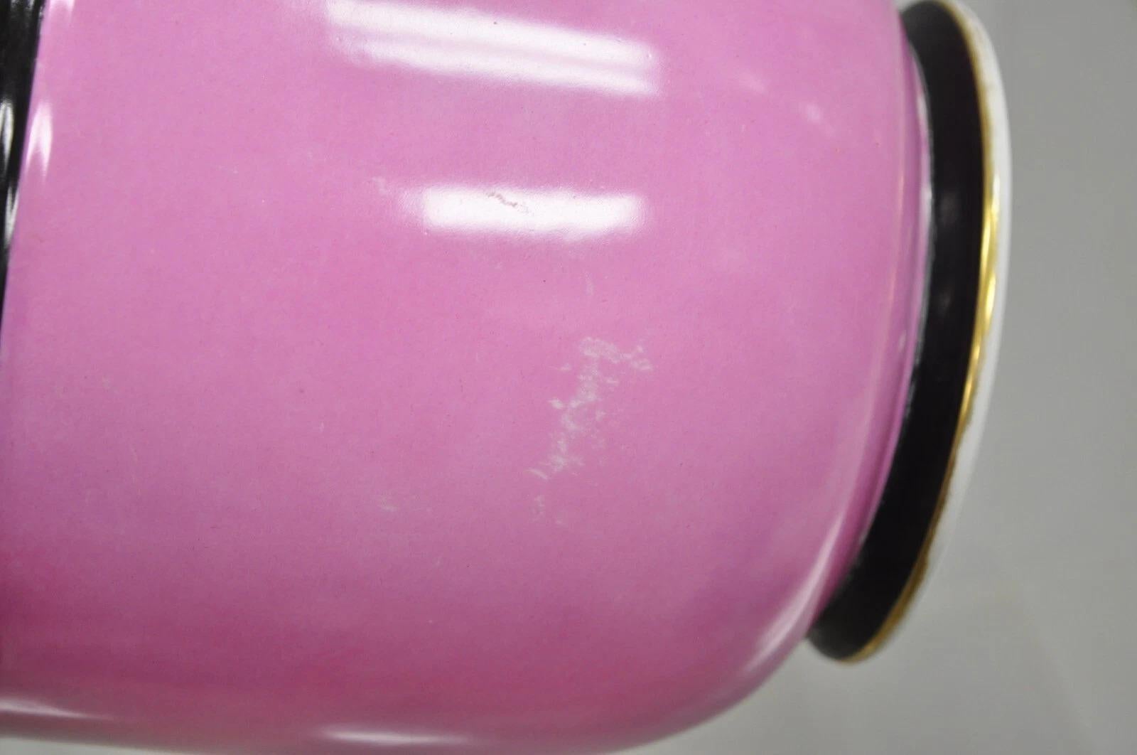 Antique French Porzellan Rosa Hand gemalt Porträt Cachepot Jardiniere Vase im Angebot 3