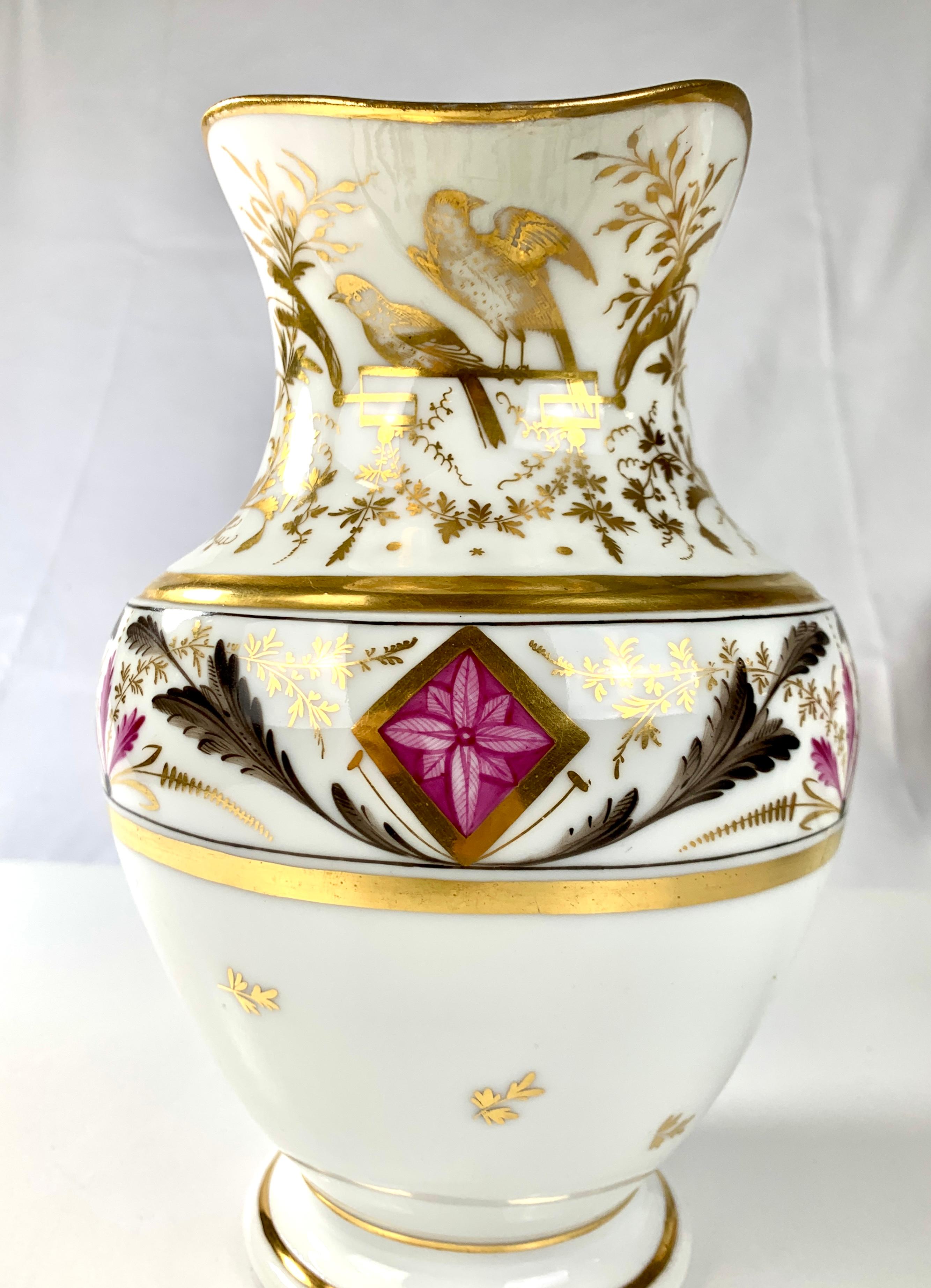 19th Century Antique French Porcelain Pitcher Hand Painted Empire Period, Circa 1815 For Sale