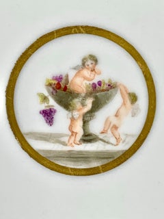 Antique French Porcelain Plate Dipinto a mano in Inghilterra da Caroline Leigh C. 1825