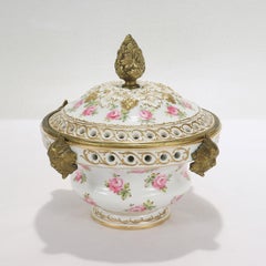 Antique French Porcelain Sevres Type Bronze Mounted Potpourri Cachepot