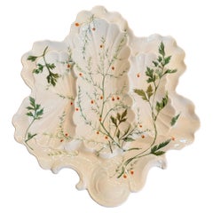 Antique French Porcelain Shaped Oyster Plate Signed "B.H. Limoges, " circa 1900