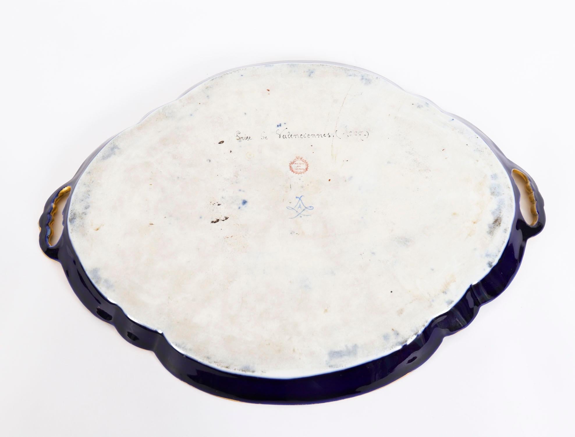 Antique French Porcelain Tray Prise de Valenciennes Moreaux Late 19thCentury en vente 5