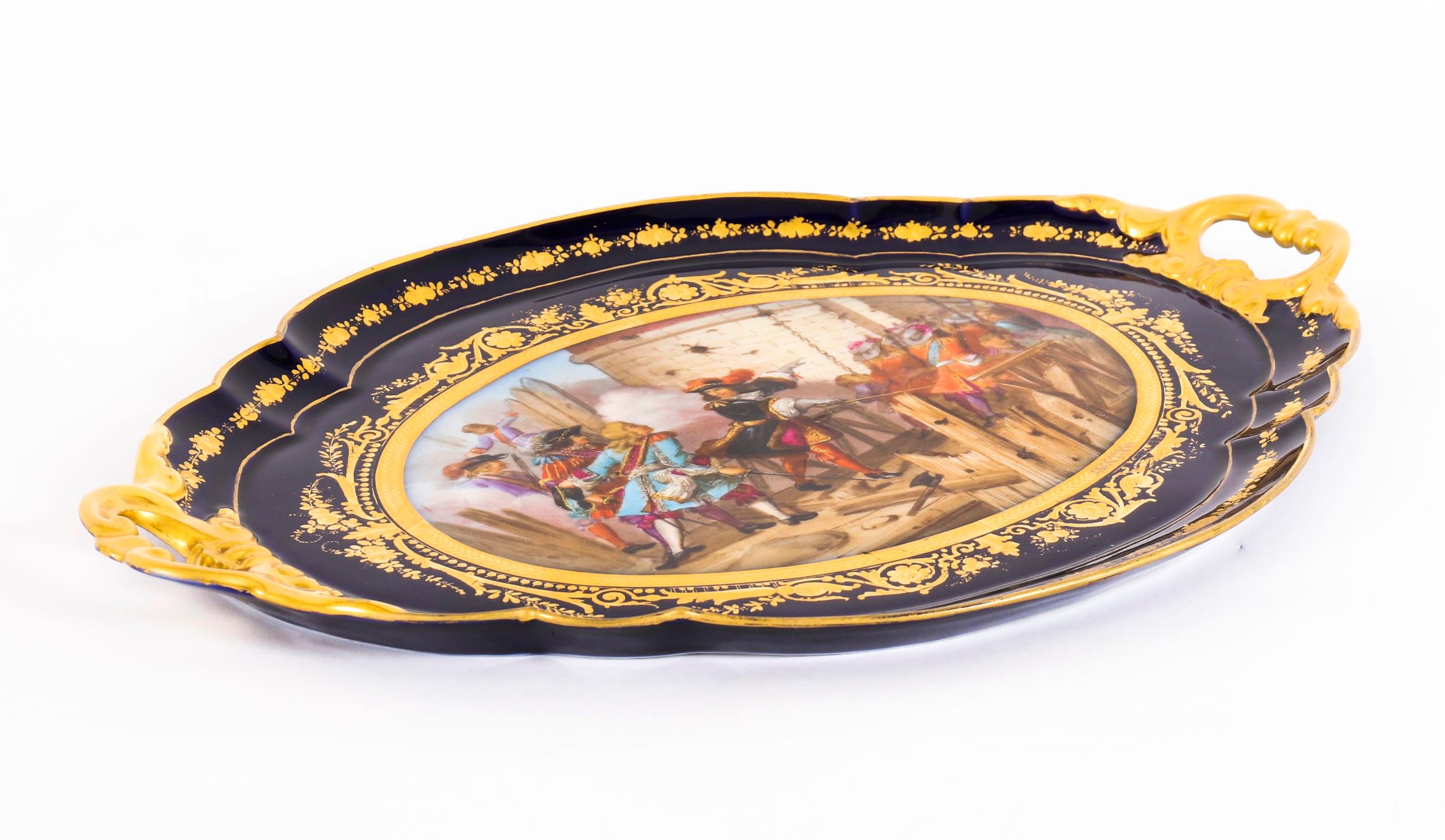 Antique French Porcelain Tray Prise de Valenciennes Moreaux Late 19thCentury Bon état - En vente à London, GB