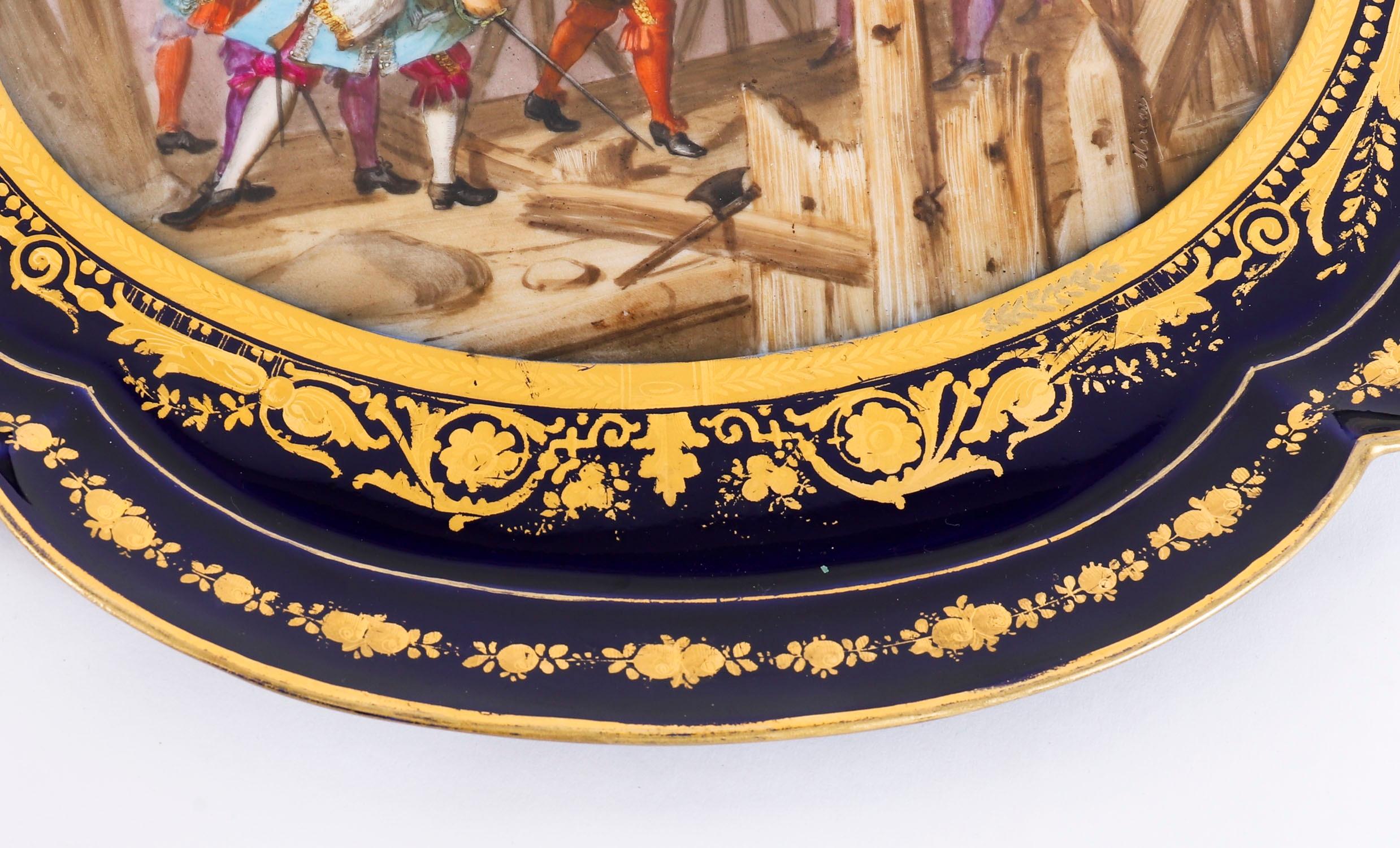 Antique French Porcelain Tray Prise de Valenciennes Moreaux Late 19thCentury en vente 1