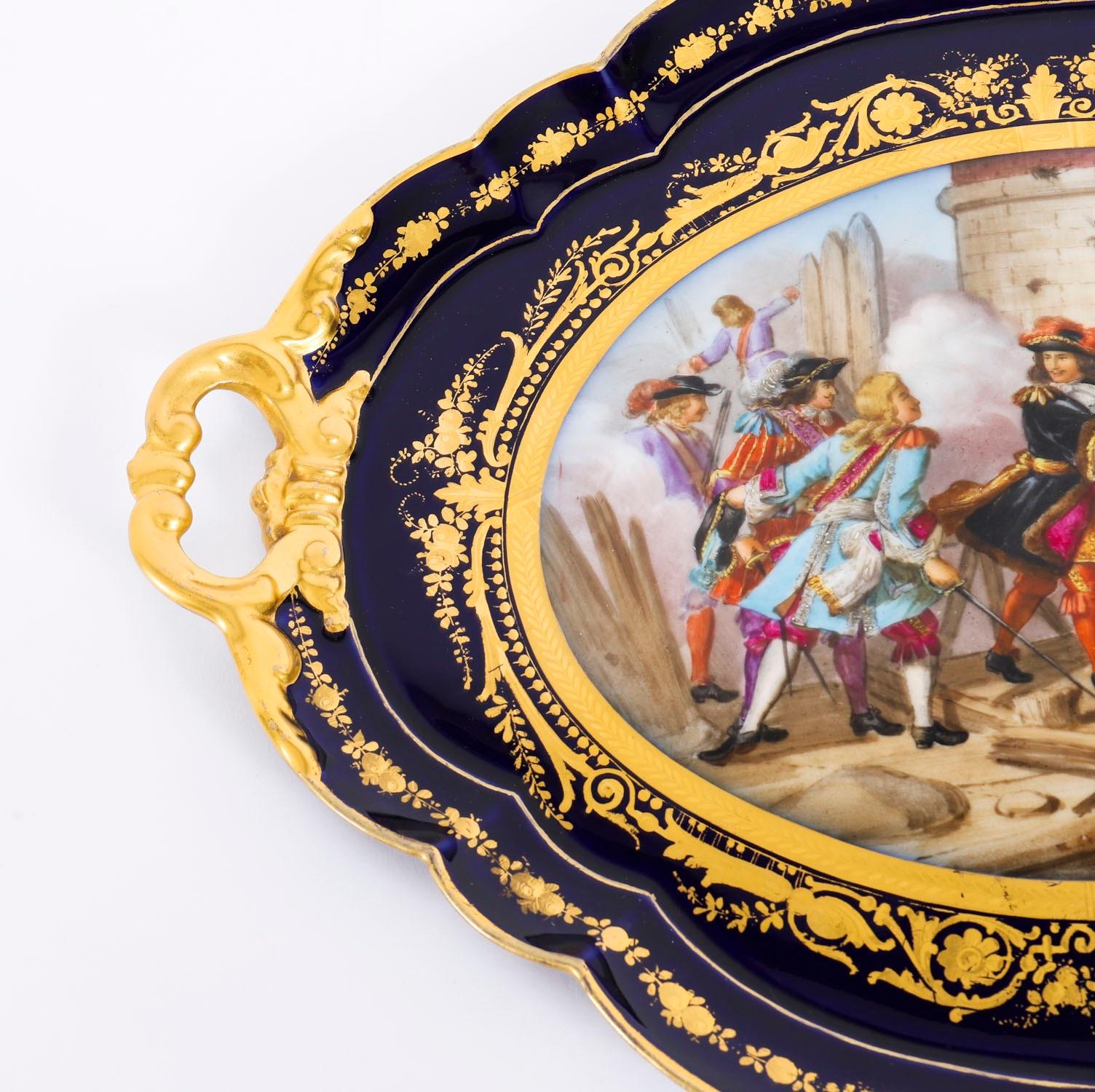 Antique French Porcelain Tray Prise de Valenciennes Moreaux Late 19thCentury en vente 3