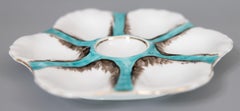 Antique French Porcelain Turquoise Oyster Plate