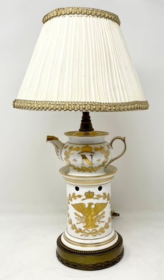 Antique French Porcelain "Veilleuse" Night Light Made Into an Electrified Lamp.
