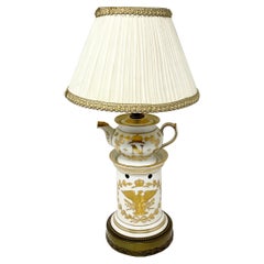 Antique French Porcelain "Veilleuse" Night Light Made Into an Electrified Lamp.