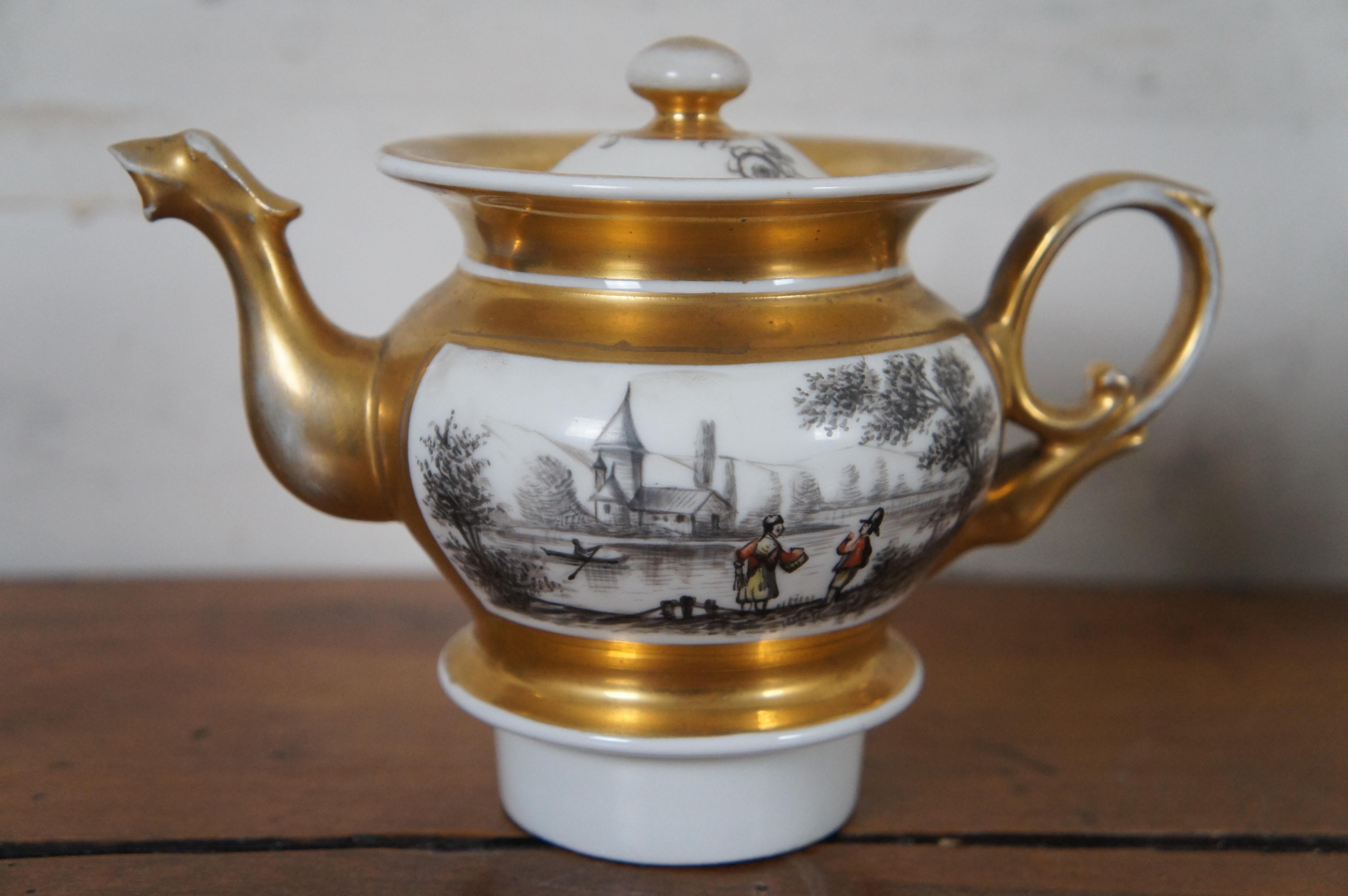 Antique French Porcelain Veilleuse Tisaniere Tea Coffee Pot Warmer 8.5