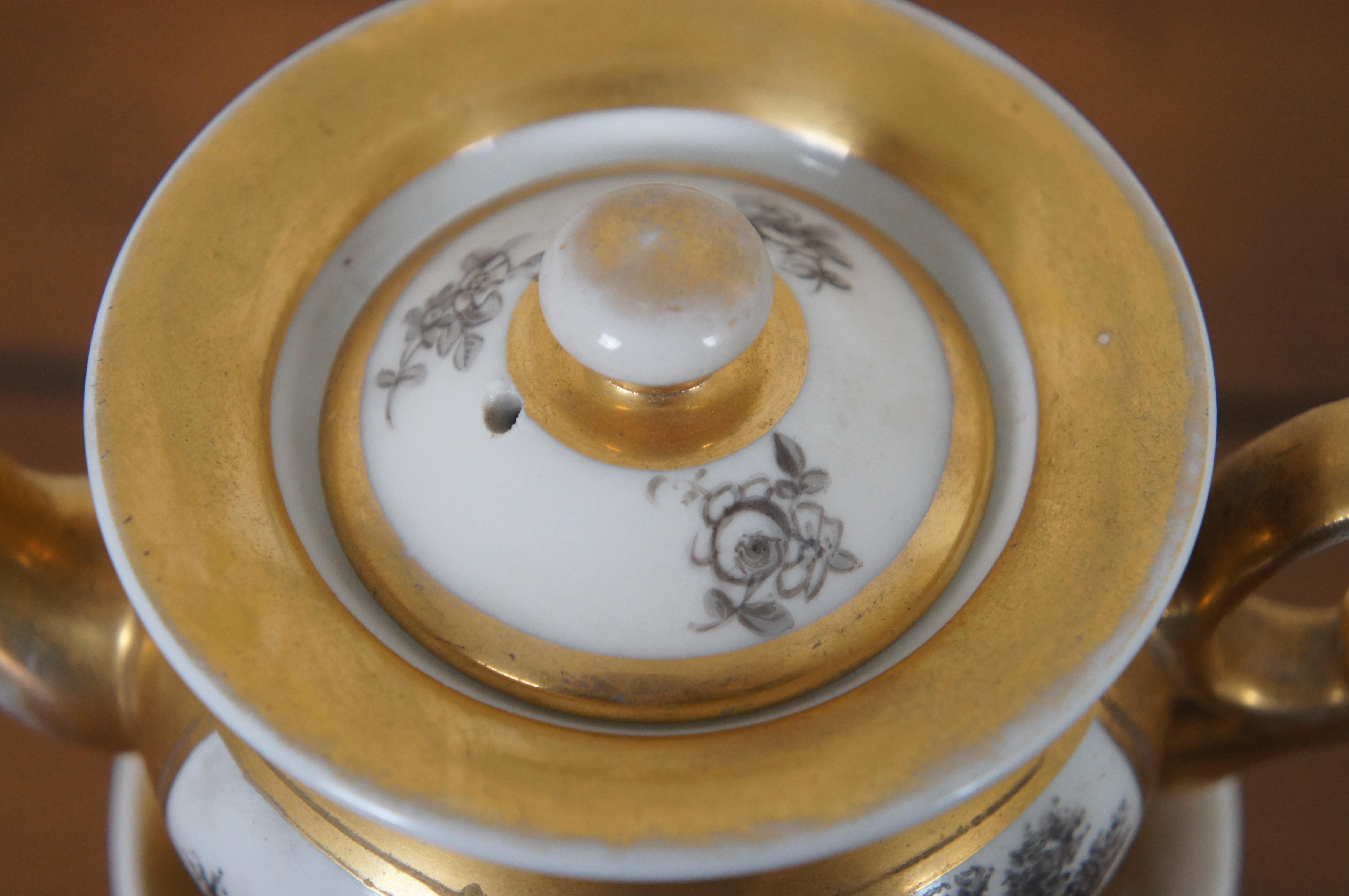 Antique French Porcelain Veilleuse Tisaniere Tea Coffee Pot Warmer 8.5