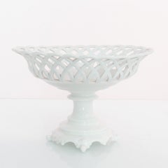 Antique French Porcelain Woven Fruit Tray