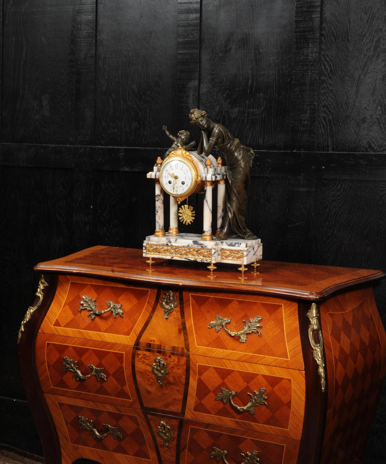Antique French Portico Clock, Venus and Amor 1
