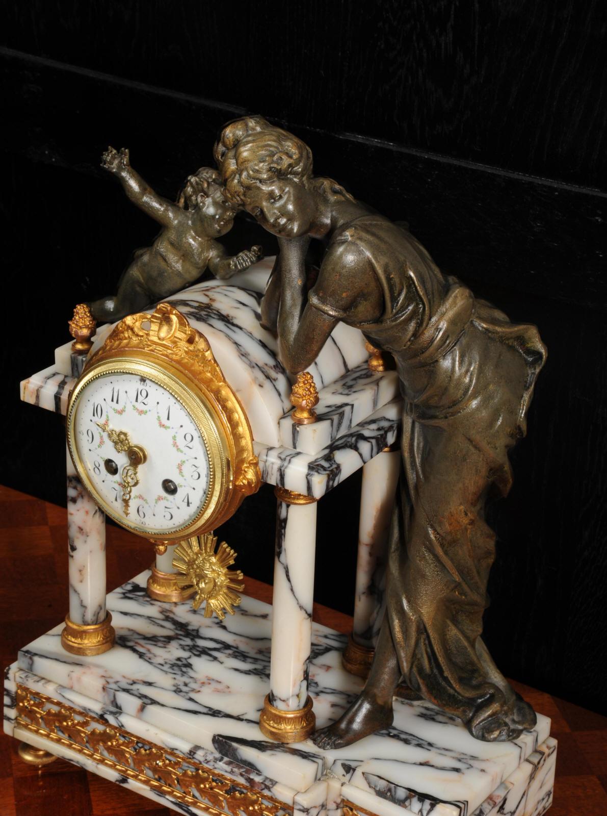 Antique French Portico Clock, Venus and Amor 2