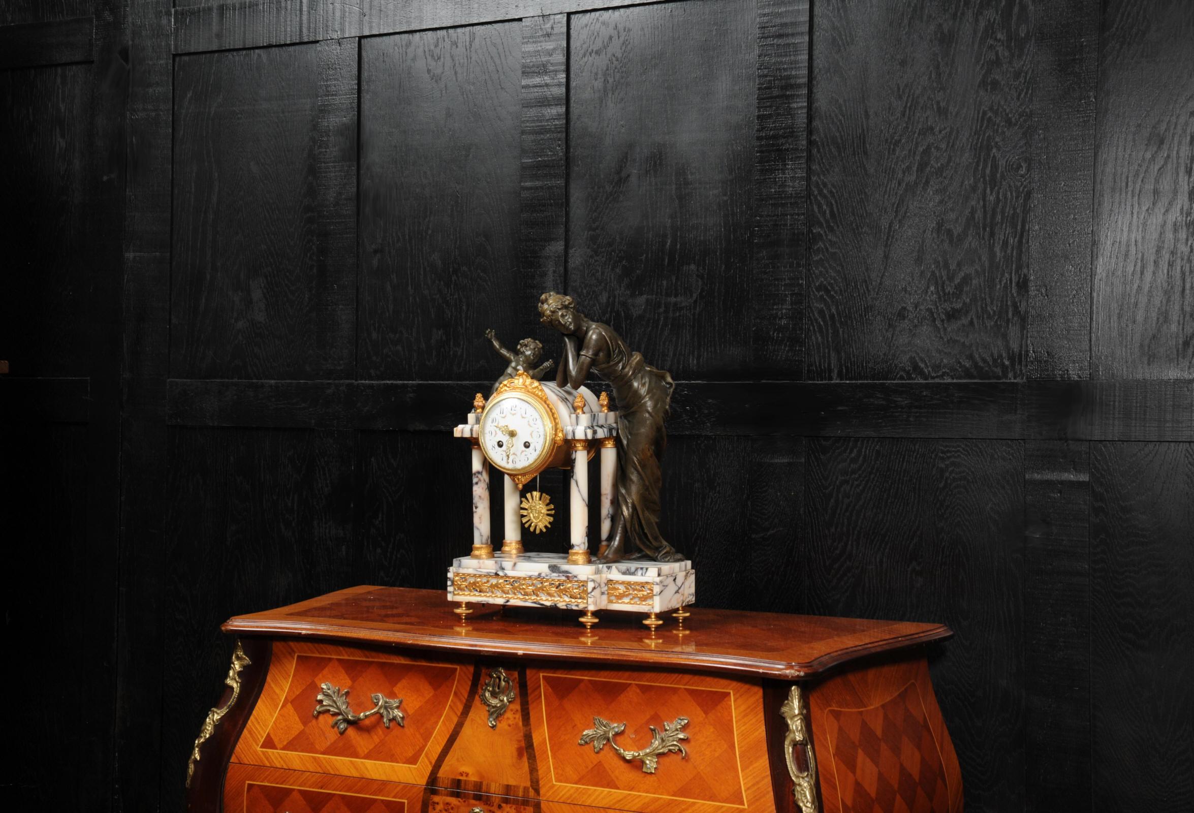 Antique French Portico Clock, Venus and Amor 3