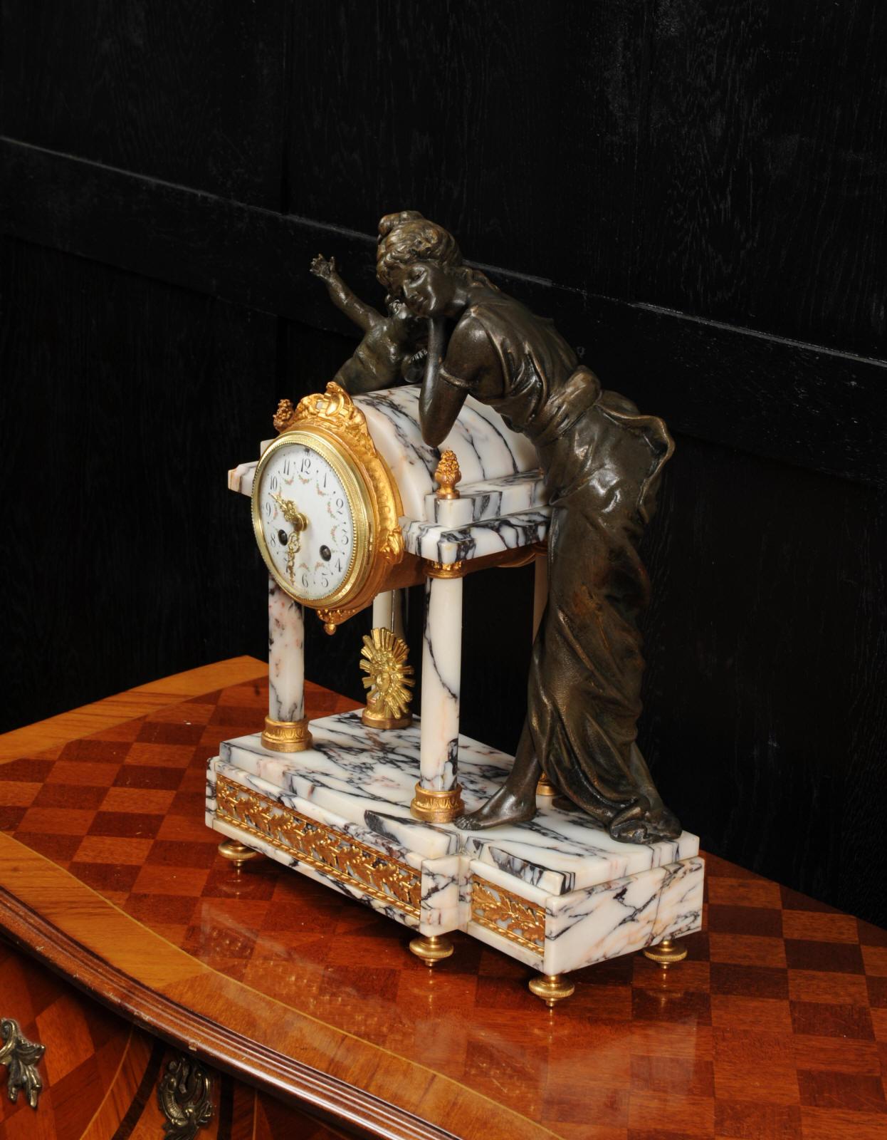 Antique French Portico Clock, Venus and Amor 4