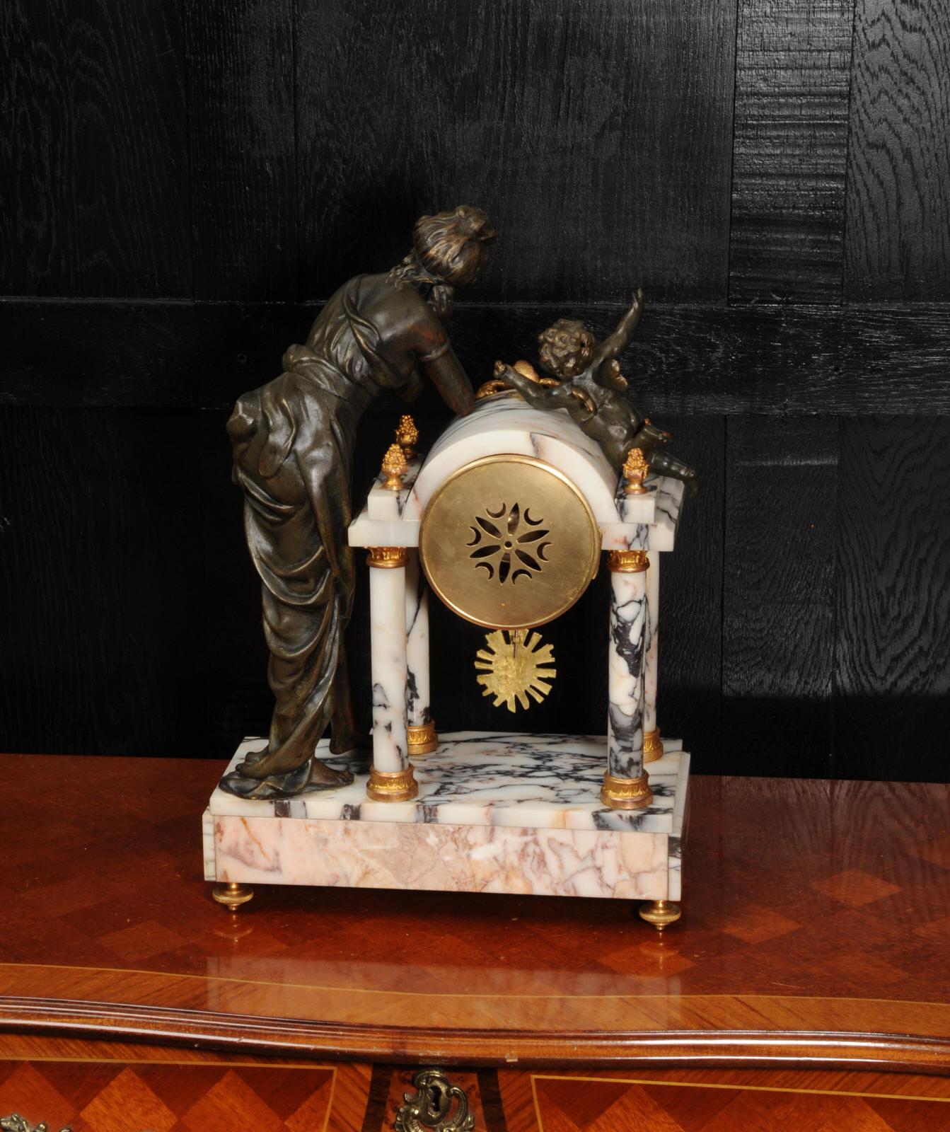 Antique French Portico Clock, Venus and Amor 6