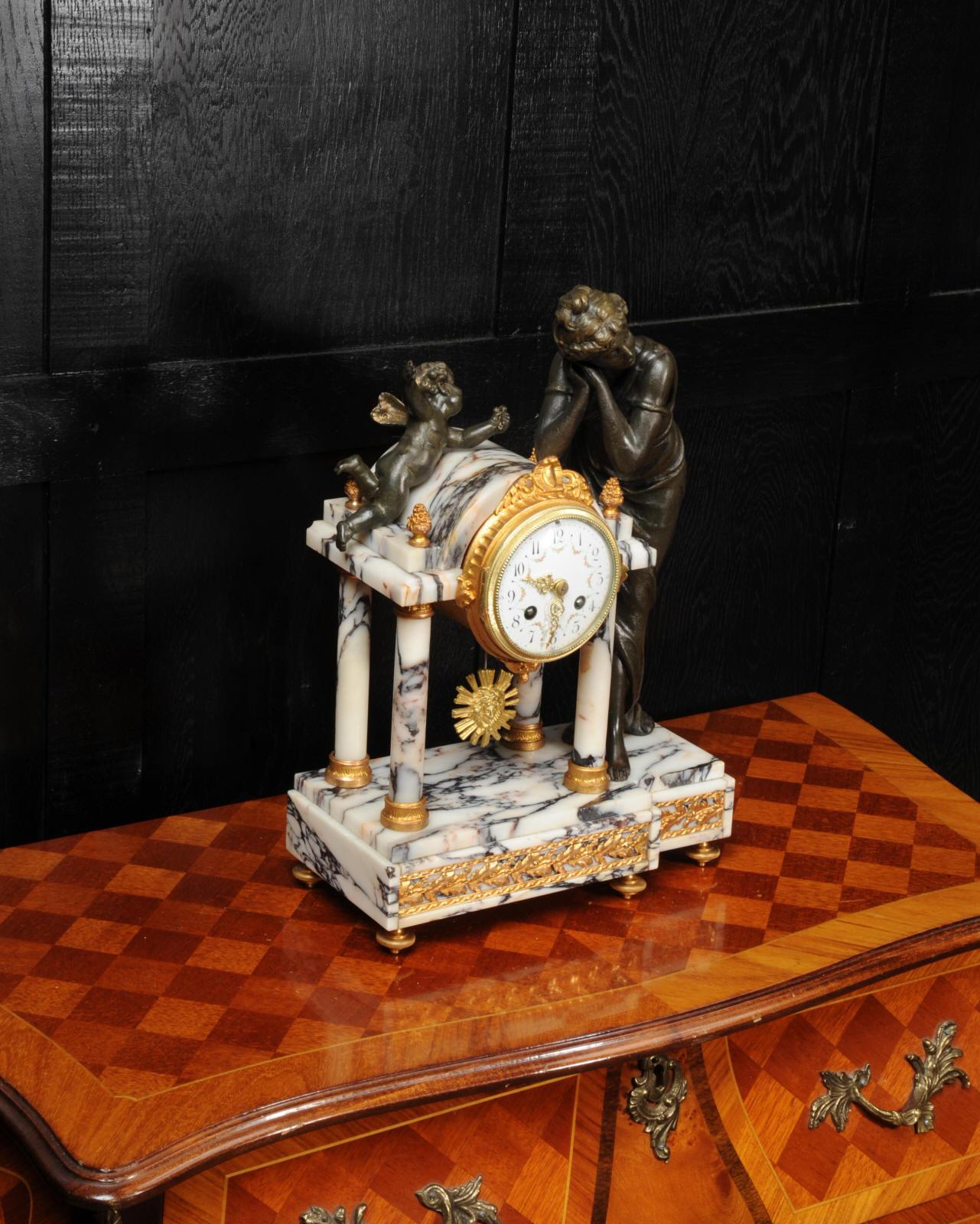 Gilt Antique French Portico Clock, Venus and Amor