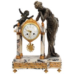 Antique French Portico Clock, Venus and Amor