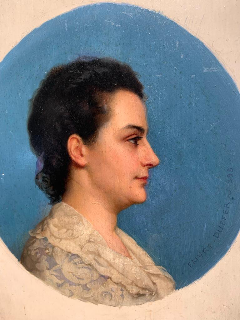 Schönes antikes französisches Porträt einer Dame. Signiert Faivre-Duffer 1895.