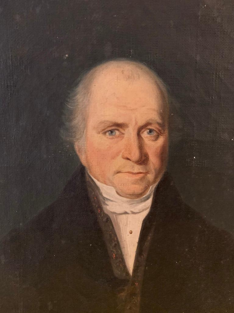 Antique French retrato de un noble caballero. Óleo sobre lienzo.