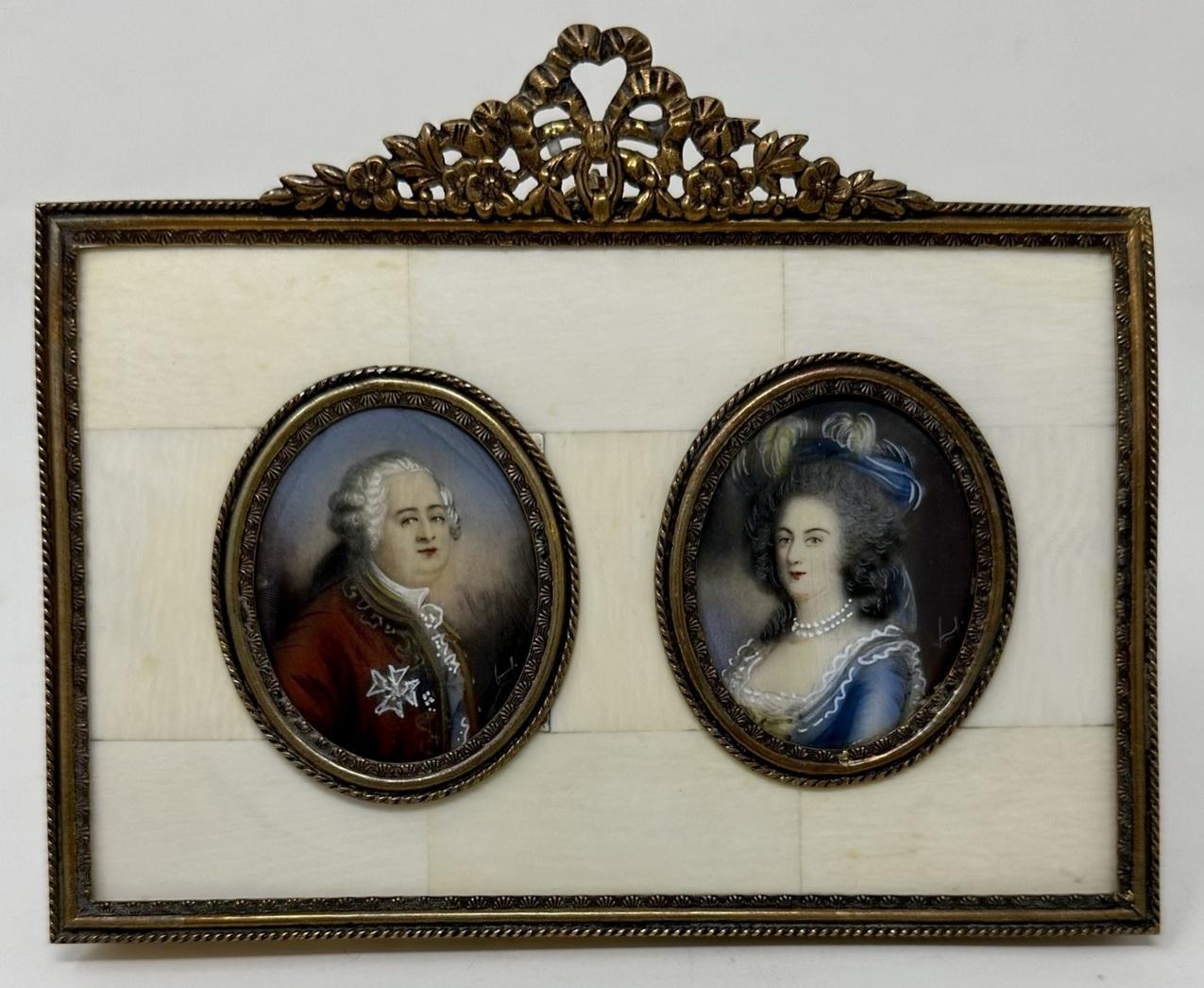 Atemberaubendes Beispiel für ein Paar von Öl auf Karte Gemälde, die Napoleon und Josephine in ovaler Form in einem vergoldeten Rahmen und unter gepolsterten Glas, auf einem Elfenbein Grund komplett mit Original-Ormolu Rahmen, letzte Hälfte des