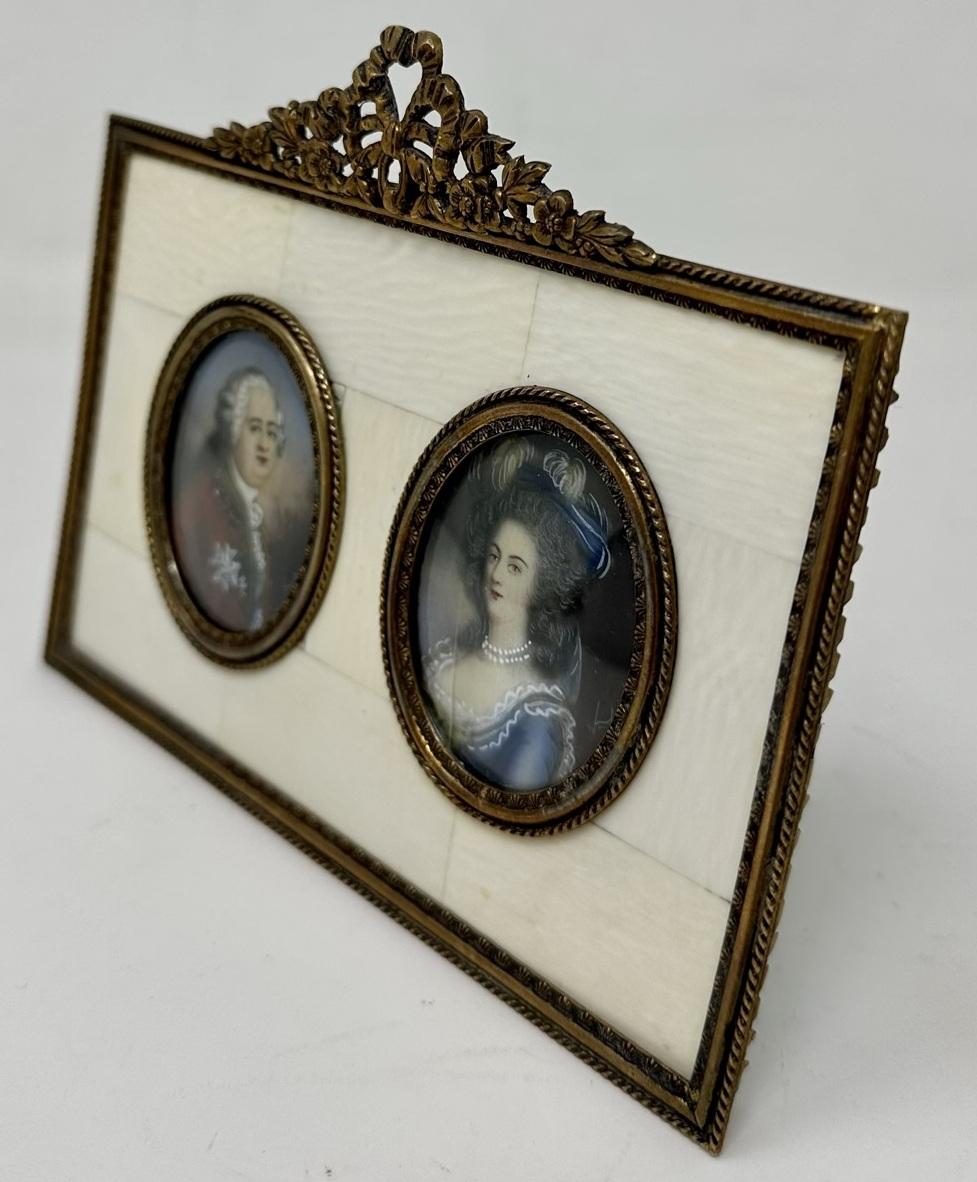 Antique French Portrait Napoléon Josephine Painting Ormolu Picture Frame 19Ct  In Good Condition For Sale In Dublin, Ireland