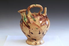 Antique French Pottery Faience Jaspe Gargoulette Cruche Jug Country Provence