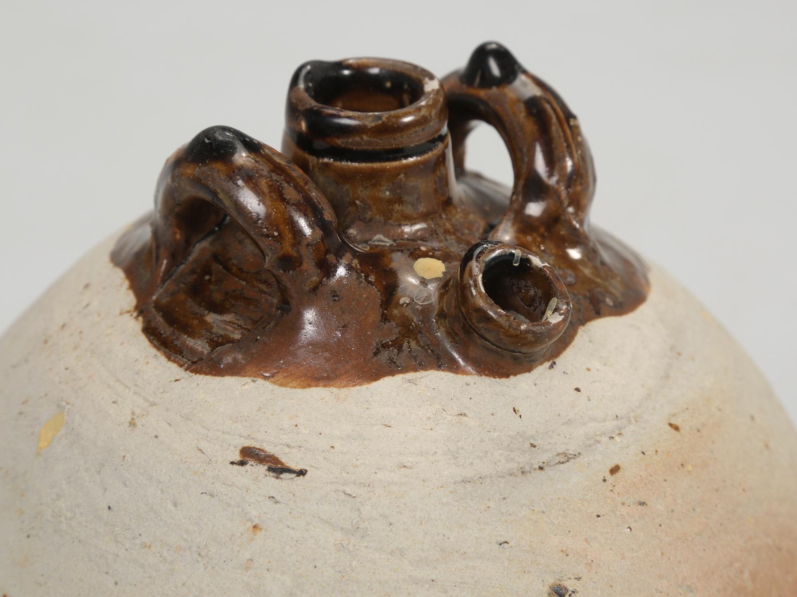 Antiker französischer Keramik-Wasserkrug oder Krug mit Löffel, um 1900 (Handgefertigt) im Angebot