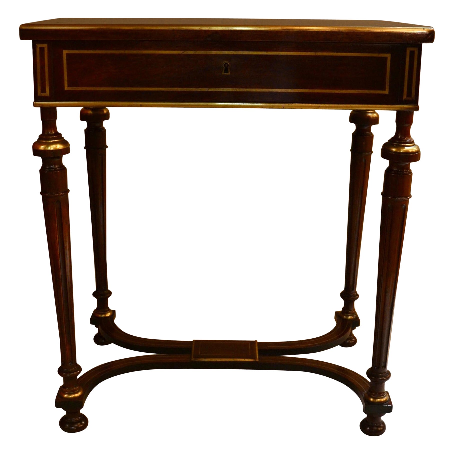 Antiguo tocador francés de poudreuse con detalles de bronce dorado, circa 1860-1870